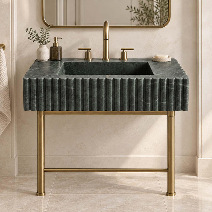 Hand-carved natural marble sink