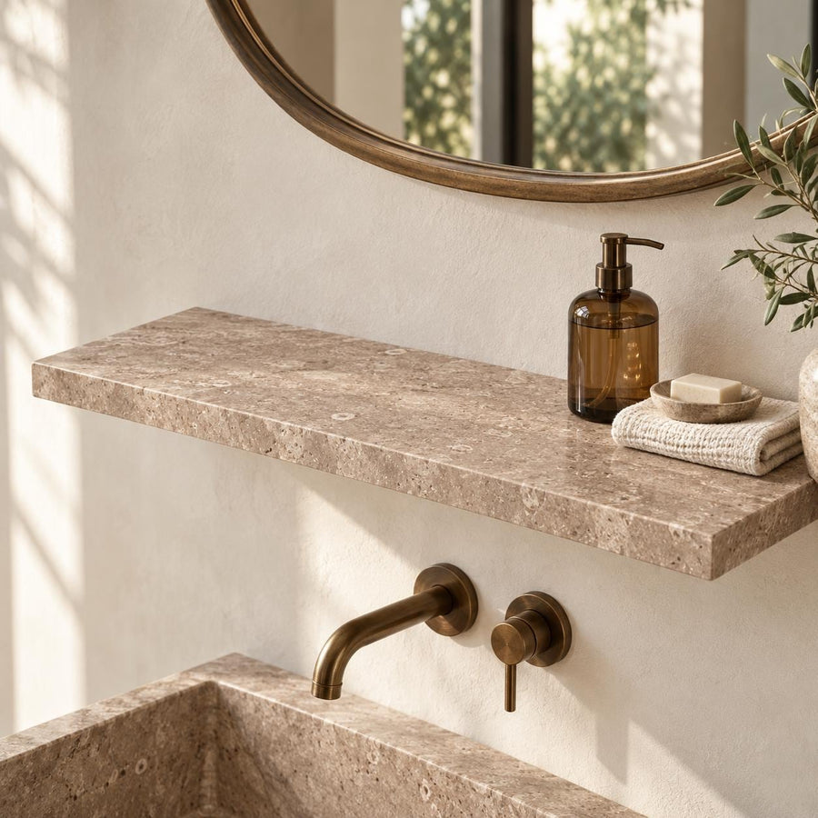 Natural Marble Wall Shelf – stone veining detail 16