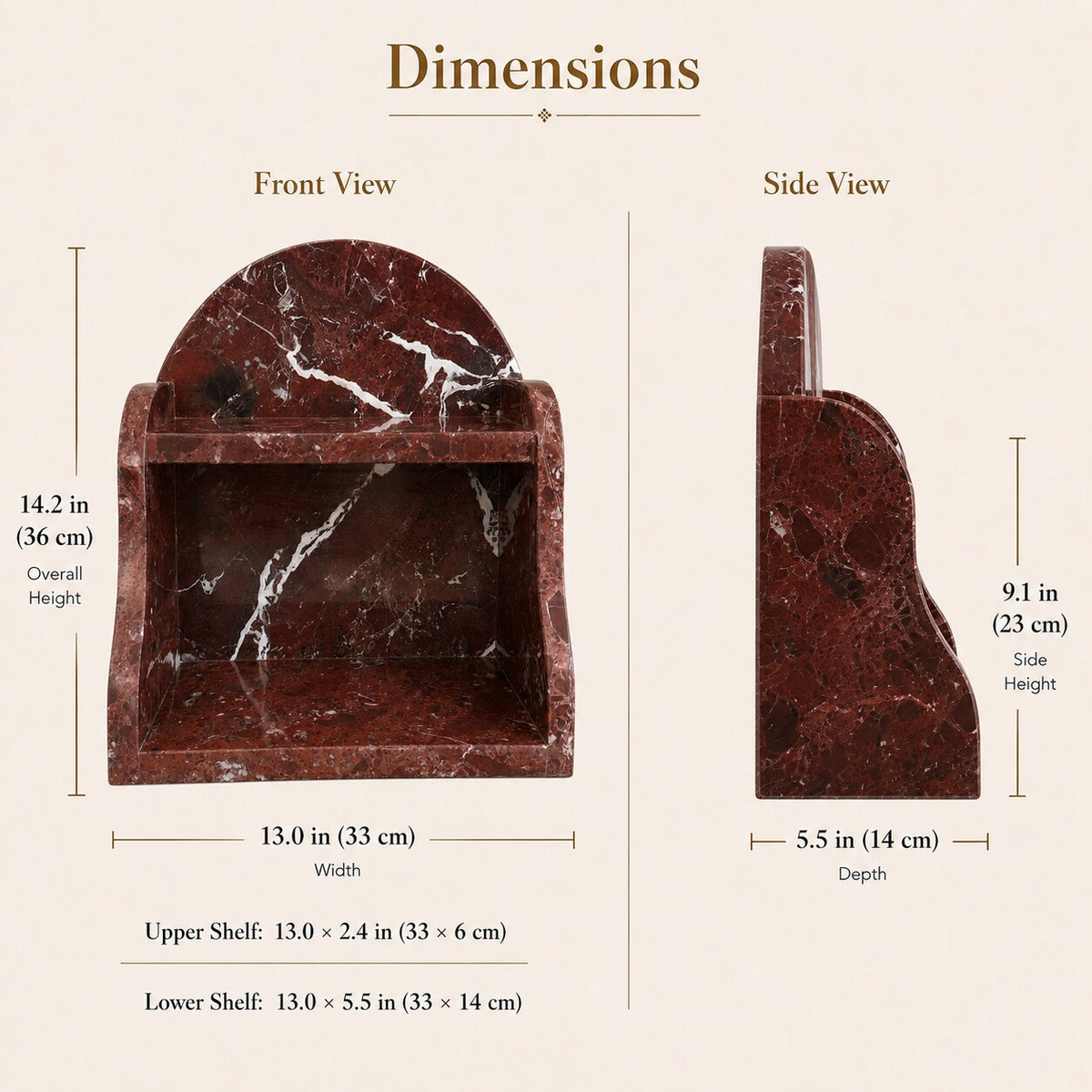 Luxury Rosso Levanto Marble Organizer