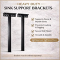 Heavy Duty Sink Support Brackets for Marble & Stone Sinks — Reinforced Iron Wall-Mount Support, Prevents Cracking & Sagging | Elyese
