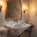 modern marble sink in bathroom