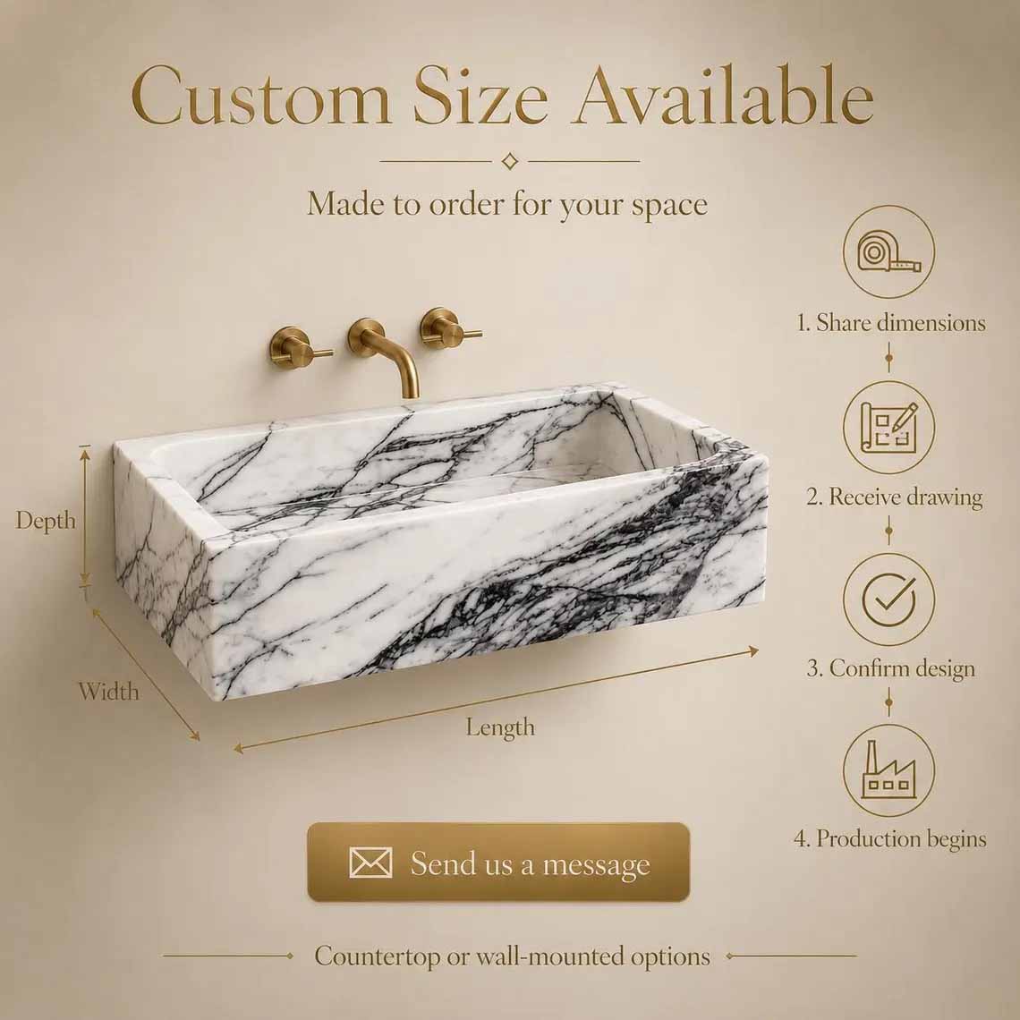 Customizable marble bathroom sink