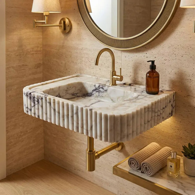 calacatta-marble-fluted-sink-hand-carved