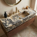 Hand carved calacatta viola marble sink fluted