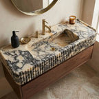 Hand carved calacatta viola marble sink fluted