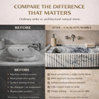 Before and after comparison of a sink with Calacatta Marble finish, highlighting differences.