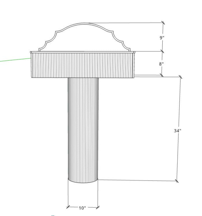 Technical drawing of a decorative column with dimensions