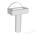 Line drawing of a pedestal sink with decorative basin
