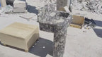 Calacatta Viola Marble Pedestal Sink, Black Vein Fluted Vanity Sink