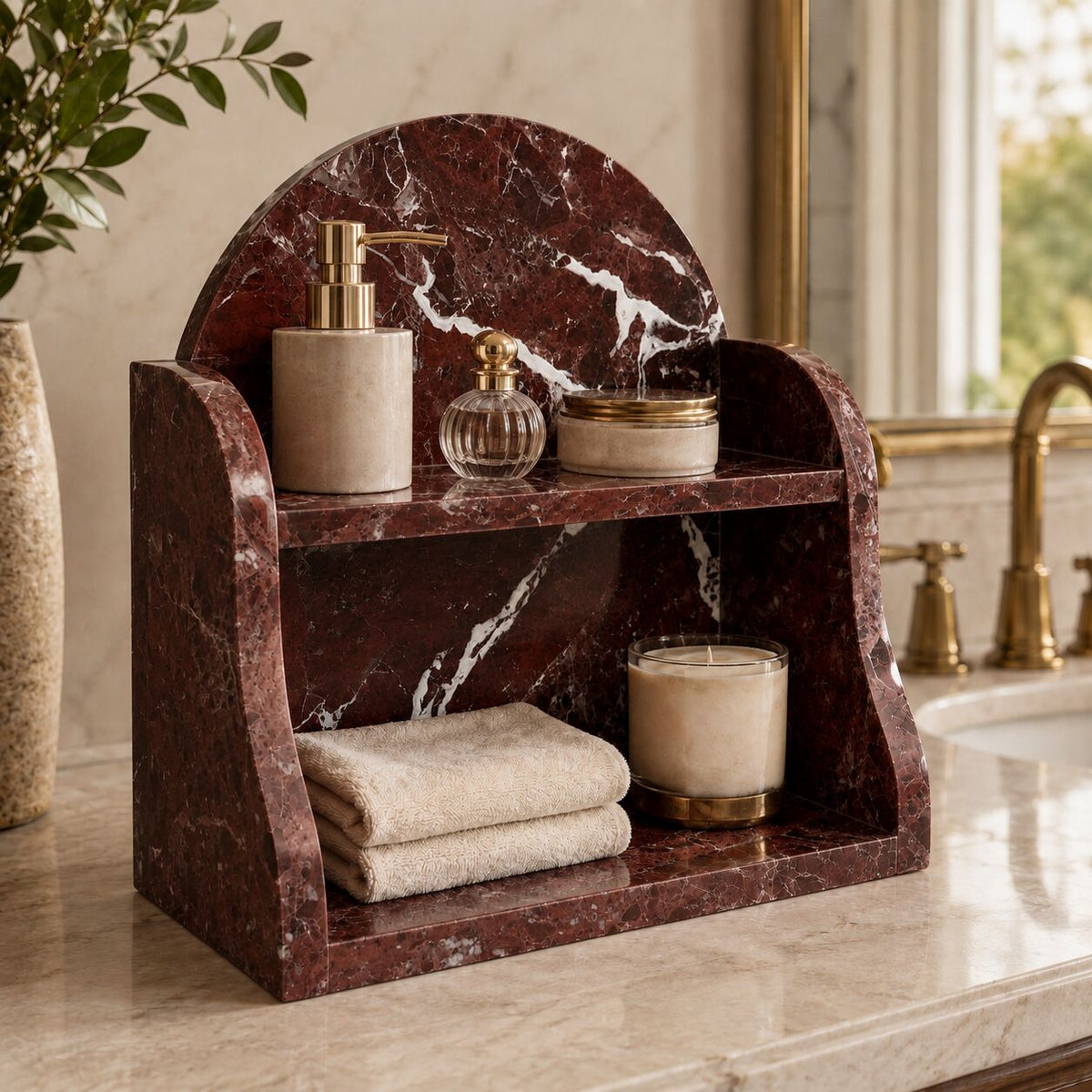 Luxury Rosso Levanto Marble Organizer