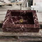 Custom marble sink in modern bathroom