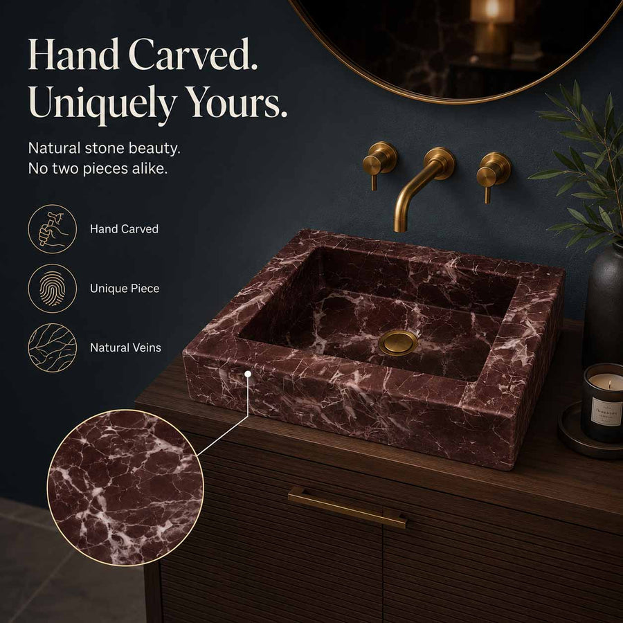 Custom marble sink in modern bathroom