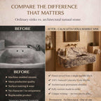 Before and after comparison of a sink made from machine-molded ceramic vs. Calacatta Viola marble.