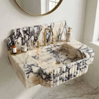 Calacatta viola marble sink with backsplash for bathroom