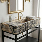 Hand carved calacatta viola marble sink fluted