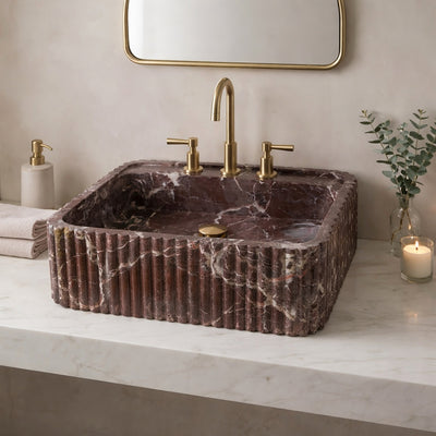 Rosso Levanto Marble Sink for Bathroom & Kitchen